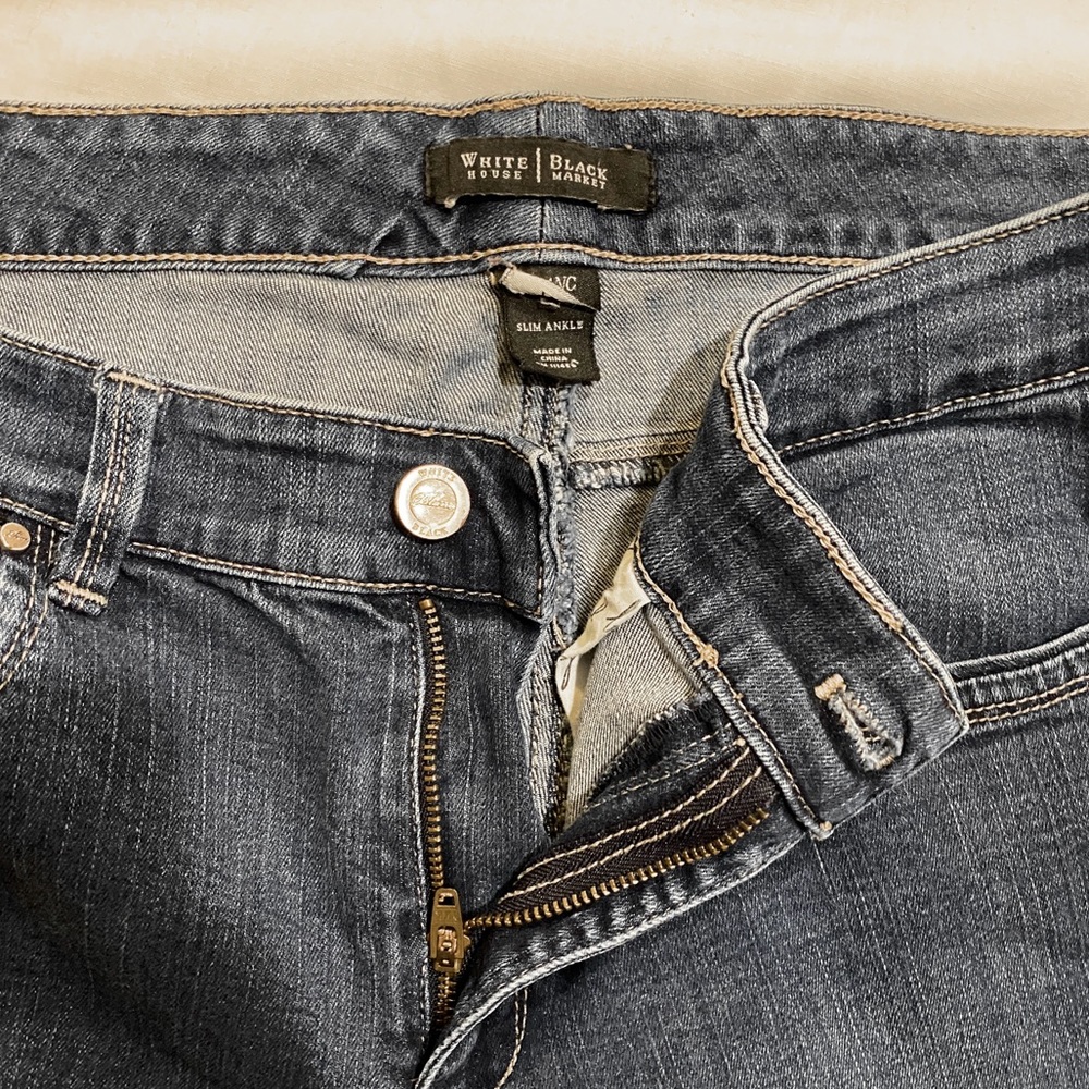 WHITE HOUSE BLACK MARKET WOMENS ORIGINAL SLIM ANKLE LIGHT STRETCH BLUE JEANS